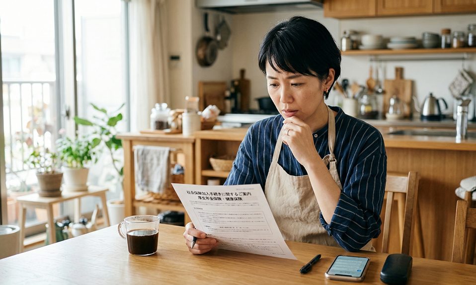 2026年10月の106万円の壁廃止・130万円の壁ルール変更で社会保険加入を検討するパート主婦のイメージ