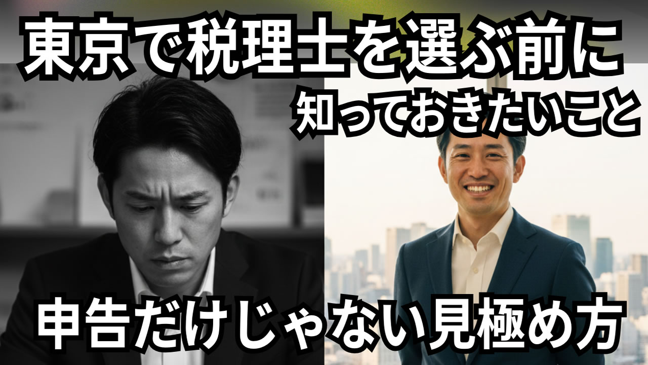 左：東京オフィスで一人書類に向き合い不安そうなIT企業経営者（モノクロ）、右：グレースーツの税理士・ネイビースーツの社労士と握手し東京の景色を背景に笑顔の経営者（カラー）のビフォーアフターイメージ｜寺田税理士・社会保険労務士事務所(社労士法人フォーグッド)