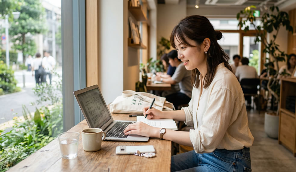 大学生のアルバイト学生が社会保険や扶養の仕組みについて確認している様子