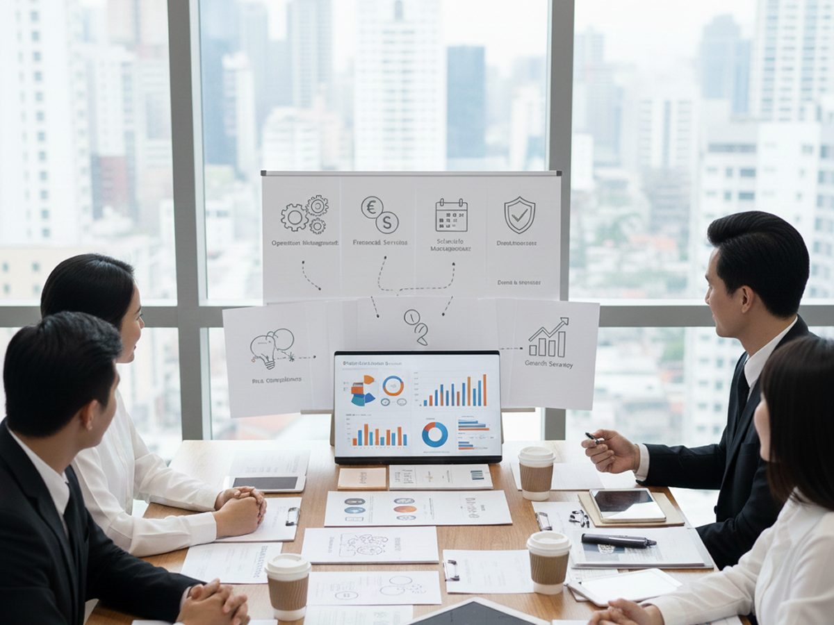 大阪のオフィスで、製造業向けの労務顧問、給与計算、助成金申請などの幅広いサービスメニューを提示する社労士法人フォーグッド（寺田税理士・社労士事務所）